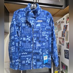 Columbia Blue Patterned Youth Boys Size 14/16 Fleece Jacket
